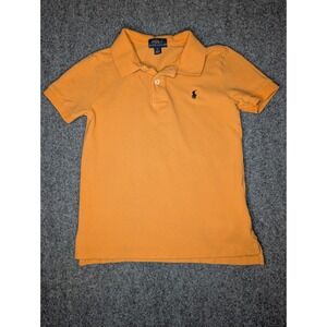 Polo Ralph Lauren Boys Size 6 Orange w/ Navy Pony Short Sleeve Polo Shirt Cotton